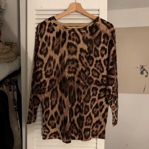 INC International Concepts Leopard Print Tunic Top | Brown/Tan | 1X